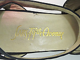 Evening sandals, Salvatore Ferragamo (Italian, founded 1927), Silk, leather, synthetic, Italian